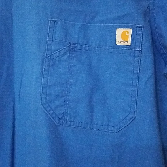 Carhartt Solid Ripstop Utility Blue Short Sleeve Scrub Top - Picture 2 of 5